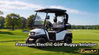 M1S2 White EXCAR 2 Seater عربة جولف كهربائية صغيرة مع واجهة عرض للزجاج الأمامي للكمبيوتر الشخصي